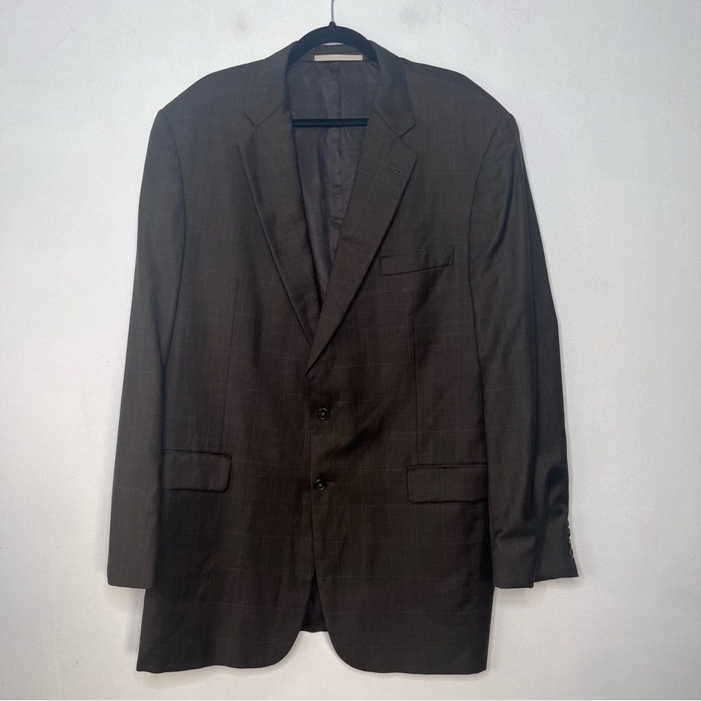 Burberry London Kensington Wool Sport Coat Men’s Size 46 Brown Plaid Two Button